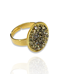 Кольцо IREN black diamond покрытие желтое золото