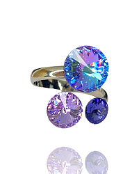 Разноцветное кольцо LION с австрийскими кристаллами VL mix 