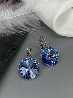 Серьги RIVOLI 14mm с австрийскими кристаллами light sapphire