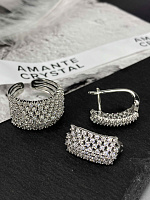 Серьги  Celeby crystal английский замок покрытие белый родий 