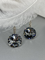 Серьги RIVOLI 14mm с австрийскими кристаллами silver night