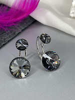 Серьги KR Roncato 14мм с австрийскими кристаллами silver night