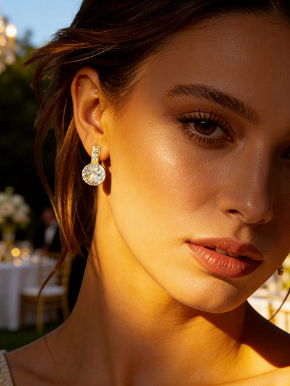 Серьги BluC rivoli 10mm crystal Au