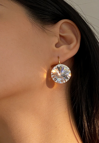 Серьги RIVOLI 18mm  с австрийскими кристаллами crystal Au