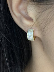 Серьги кольца россыпь (циркон) Au	 1