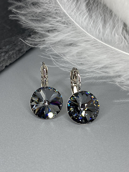 Серьги RIVOLI 12 с австрийскими кристаллами silver night