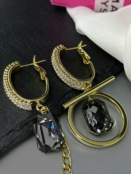 Серьги Capri/baget Asimetria silver Au