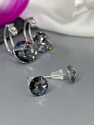 Серьги KR Roncato 14мм с австрийскими кристаллами silver night 4