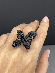 Кольцо DAZZ Flower jet 4см 1