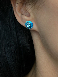 Пусеты 10 mm aquamarine 1