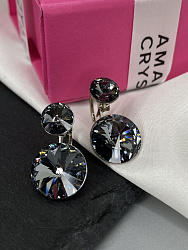 Серьги Roncato 14мм с австрийскими кристаллами silver night 3