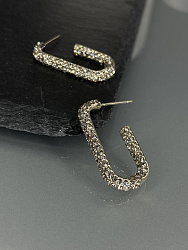 Серьги полукольца Lux bl diamond (мелкие стразы) 4