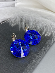Серьги RIVOLI 18mm с австрийскими кристаллами sapphire 4