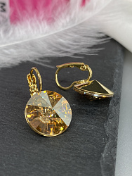 Серьги RIVOLI 14mm с австрийскими кристаллами gold Au 3