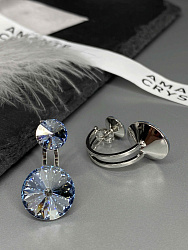 Серьги KR Roncato 14мм с австрийскими кристаллами blue shade 3