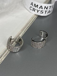 Серьги кольца россыпь (циркон), шт		 2