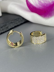 Серьги кольца россыпь (циркон) Au	 3