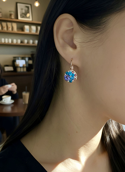 Серьги Rivolo tanzanite mix Au с переливающимся оттенком