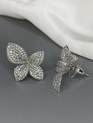 Серьги DAZZ Flower crystal 2.5см 2