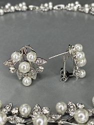 Комплект колье и серьги BluC жемчуг покрытие белый родий 2