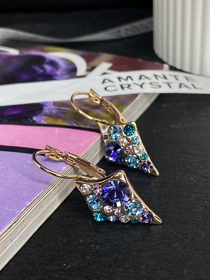 Серьги Rivolo Romb tanzanite mix Au с переливающимся оттенком