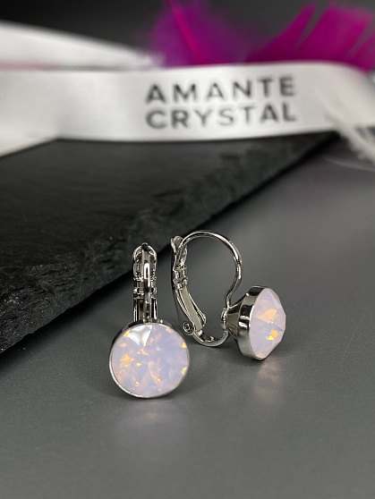 Серьги Assol 9mm с австрийскими кристаллами rose opal