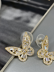 Серьги Бабочки mini с Цирконами crystal Au 3