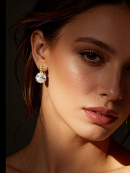 Серьги BluC rivoli 10mm crystal Au 1