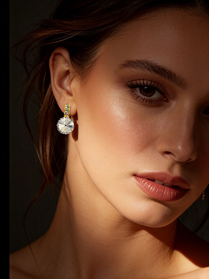 Серьги BluC rivoli 10mm crystal Au