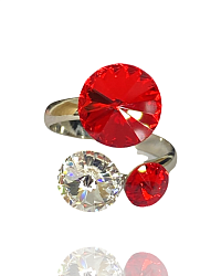 Кольцо LION с австрийскими красными кристаллами уникальное