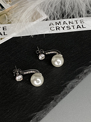 Серьги KR Assol 2в1 жемчуг 2