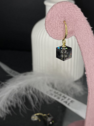 Серьги KR Kora 7mm silver night (крючок) Au 1