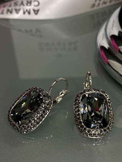 Серьги Capri Strass 18mm silver night