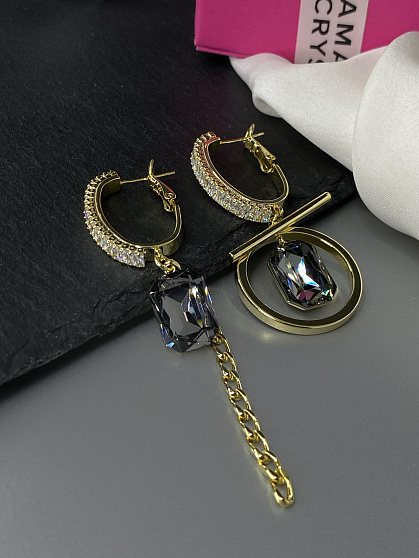Серьги Capri/baget Asimetria silver Au
