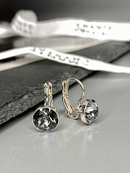 Серьги Assol 9mm с австрийскими кристаллами silver night 3