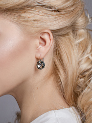 Серьги RIVOLI 14mm с австрийскими кристаллами silver night 1