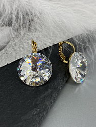 Серьги RIVOLI 18mm  с австрийскими кристаллами crystal Au 2