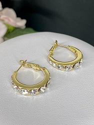 Серьги-кольца Luiza Au 2см (стразы) 1