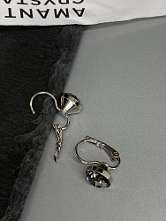 Серьги Assol 9mm с австрийскими кристаллами silver night 4