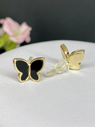 Серьги пусеты Zena бабочка jet Au 1