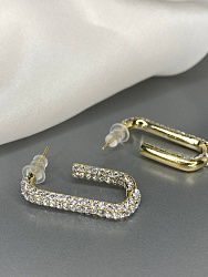 Серьги полукольца Strass Au (мелкие стразы) 3