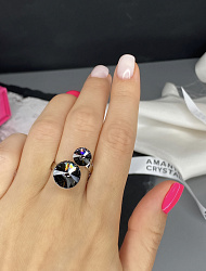 Кольцо JANINE silver night покрытие белое 2