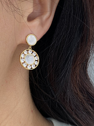 Серьги Flower white Au (эмаль) 4