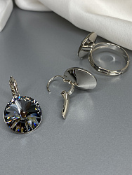 Серьги RIVOLI 14mm с австрийскими кристаллами silver night 3