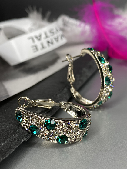 Серьги KR Fashion new emerald (англ. замок)
