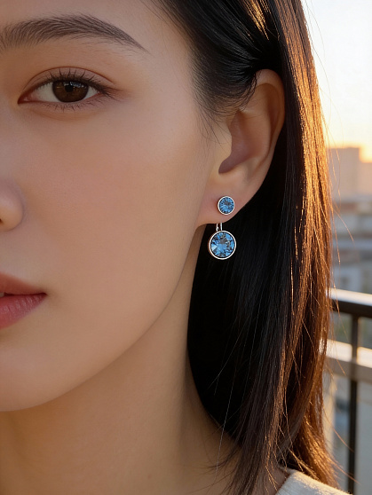 Серьги KR Assol 2в1 denim