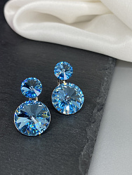 Серьги Roncato 14мм с австрийскими кристаллами aquamarine 3