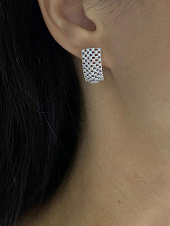 Серьги DAZZ Celeby crystal английский замок покрытие белый родий  1