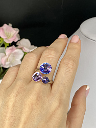 Разноцветное кольцо LION с австрийскими кристаллами VL mix  1