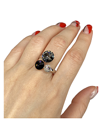 Кольцо LION с австрийскими кристаллами silver night 1